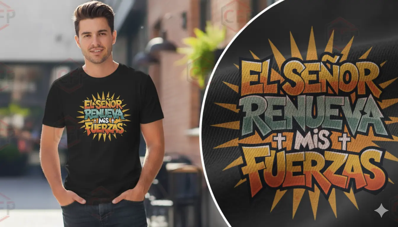 Suéter negro para hombre con diseño de el señor renueva mis fuerzas, sublimación, ropa cristiana con mensaje de fe y poder.